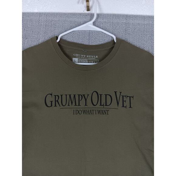 Grunt Style T Shirt Mens L Army Green Grumpy Old Vet Flag Patriotic - Picture 5 of 11